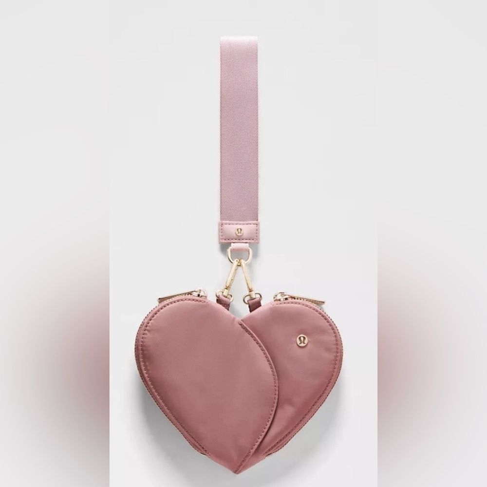 Lululemon Athletica NWT Heart Dual Pouch Spiced Chai/Pink Haze/Gold